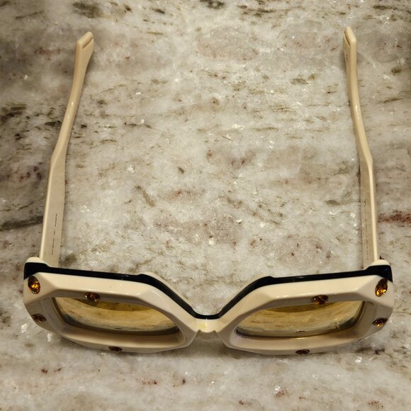 RARE GUCCI HOLLYWOOD FOREVER OVERSIZED SQUARE IVORY MASK EMBELLISHED SUNGLASSES - Picture 11 of 11